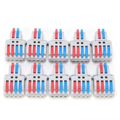 10 stuks draadgeleiderconnector 2-in-4-uit met vast gat 4 mm² splitter snel aansluitblok 600 V