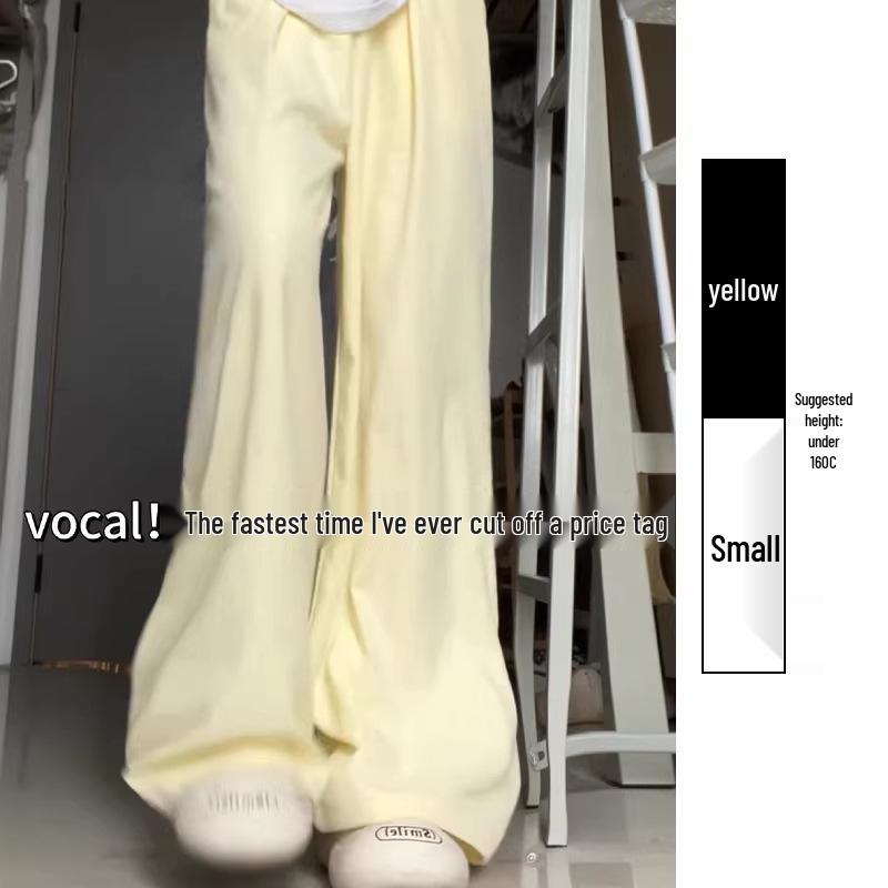 Milk Puff Women's High Waist Wide Leg Sports Pants - Slimming Lazy Style (Spring/Autumn 2026)
