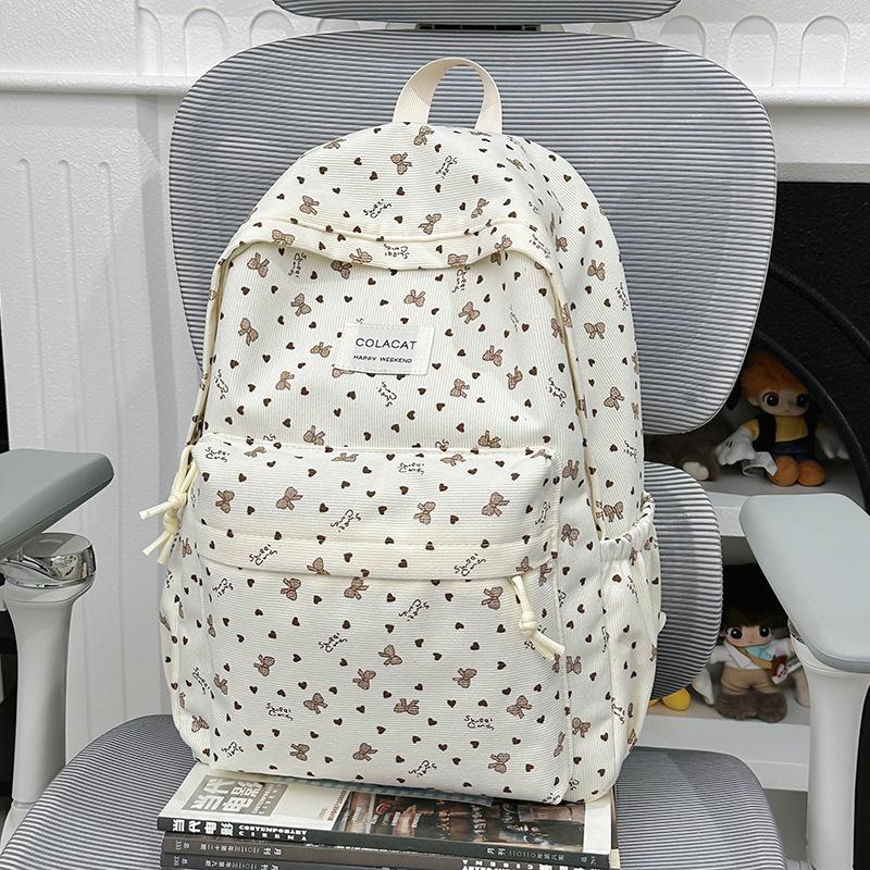 Schoolbag women travel lightweight niche backpack 1011 new corduroy schoolbag junior high school girls college students autumn and winter backpack