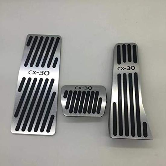 Mazda DM Series Aluminum Pedal Foot All No Drilling Set CX-30 Pads, Grades, Silver, Required, 3-Piece (CX-30 Log)