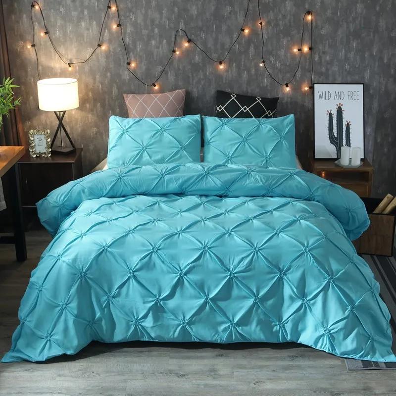 Black Duvet Cover Set Pinch Pleat 2/3pcs King Size Polyester Bedclothes Bedding Sets Luxury Home Hotel Use(no Filling No Sheet)