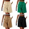 Women Casual Shorts High Waist Straight Loose Button Pocket Solid Color Ladies Summer Wide Leg Short Pants Trousers Office Wear