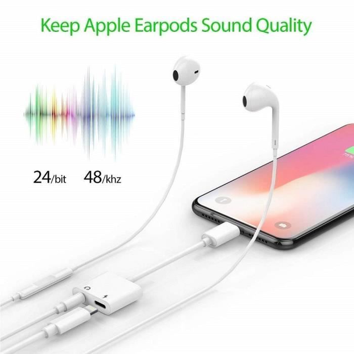 Jack Adapter for iPhone - Headphone Adapter - Audio&;Refill - White - 12.45cm - ABS + TPE