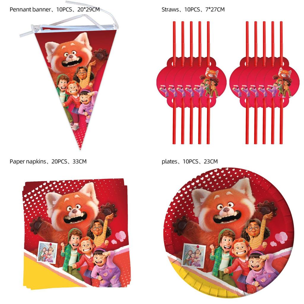 Turning Red Birthday Party Set With Adorable Cartoon Decorations And Surprises