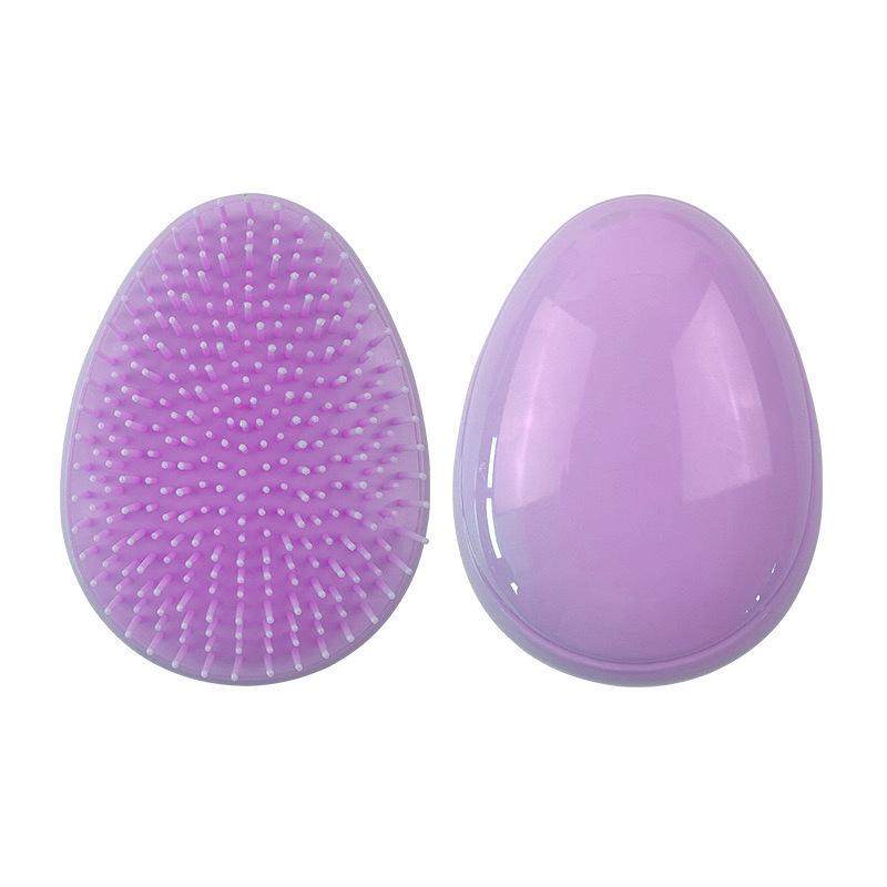 Portable Egg-Shaped Hair Smoothing Comb - Versatile for Wet & Dry Use, Cushion Design, Ideal for Kids