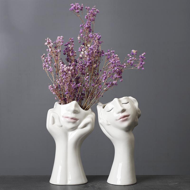 Nordic Style Creative Dried Flower Vase Ceramic Home Ornament Hydroponic Flower Device