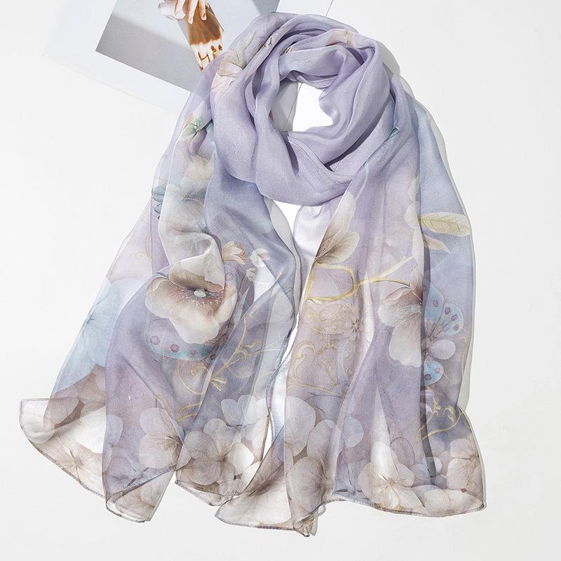 Shanghai Story New Silk Scarf Women's Spring and Summer Thin Mulberry Silk Printed Scarf Fashionable and Versatile Shawl