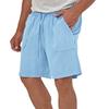 Men Linen Casual Shorts, Elastic Drawstring Waist Big Patch Pocket Loose Fit Lightweight Summer Beach Walking Shorts With Side Pockets Multiple Colors