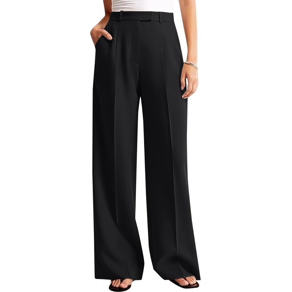 Ladies' Loose Casual Pocket Straight Leg Suit Pants