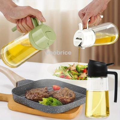 2in1 Küchenölsprüher Glasflasche zum Kochen Auslaufsichere Olivenölflasche für BBQ Heißluftfritteuse Salat Steak Küchenzubehör