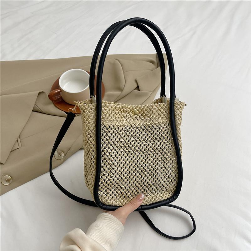 

Французская соломенная плетеная сумка, летний новый стиль, литературная и свежая сумка, повседневная сумка-ведро через одно плечо
