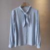 Bow Tie Long Sleeve Shirts Sweet Floral Baggy Shirts Comfortable Blouses for Women  Office