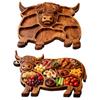 Wood Serving Tray with High Land Cow Design Charcuterie Board Food Platter for Appetizer Presentation Party Use Gift