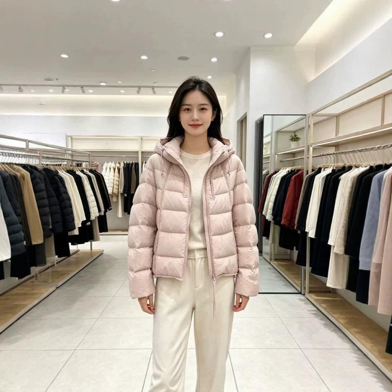 Winter white duck down short down jacket winter hooded jacket new bread clothes simple and trendy