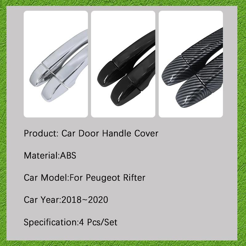 Car Door Handle Cover Fit For Peugeot Rifter Partner 2018 2019 2020 Scratchproof Chromium Styling Exterior Part Auto Accessories