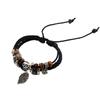 Leather Braided String Vintage Style Leaf Design Men For Women Wear Bracelet