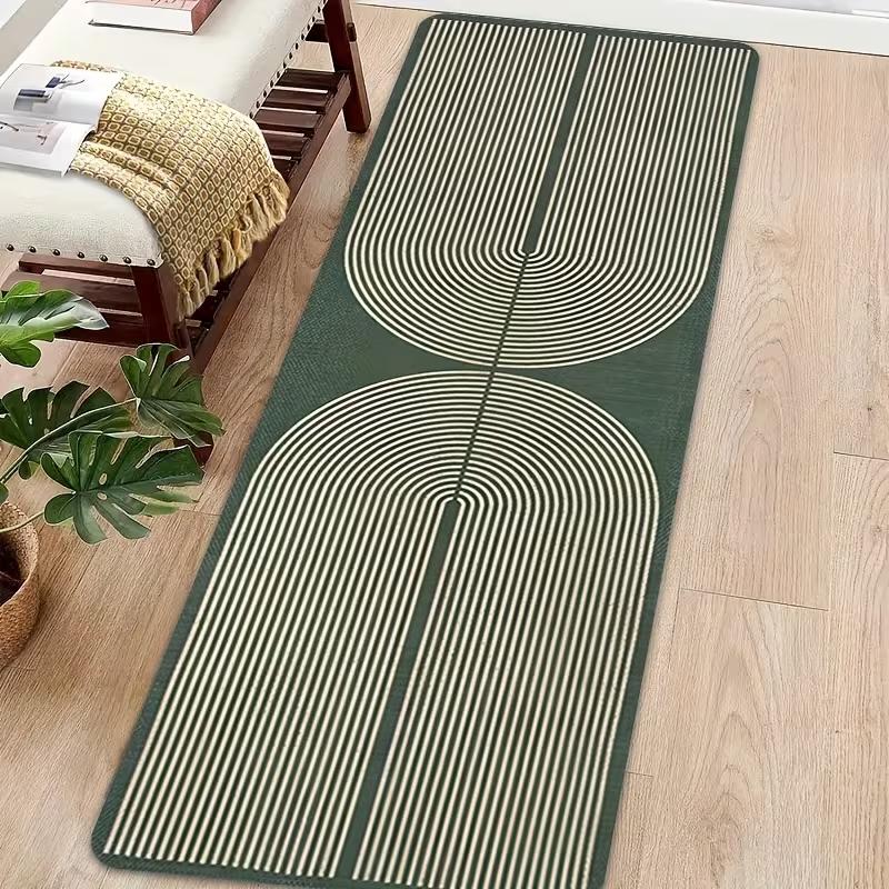 Mid Century Geometric Arch Kitchen Runner Rug Anti Slip Neutral Tone Floor Mat Modern Minimalist Long Hallway Carpet