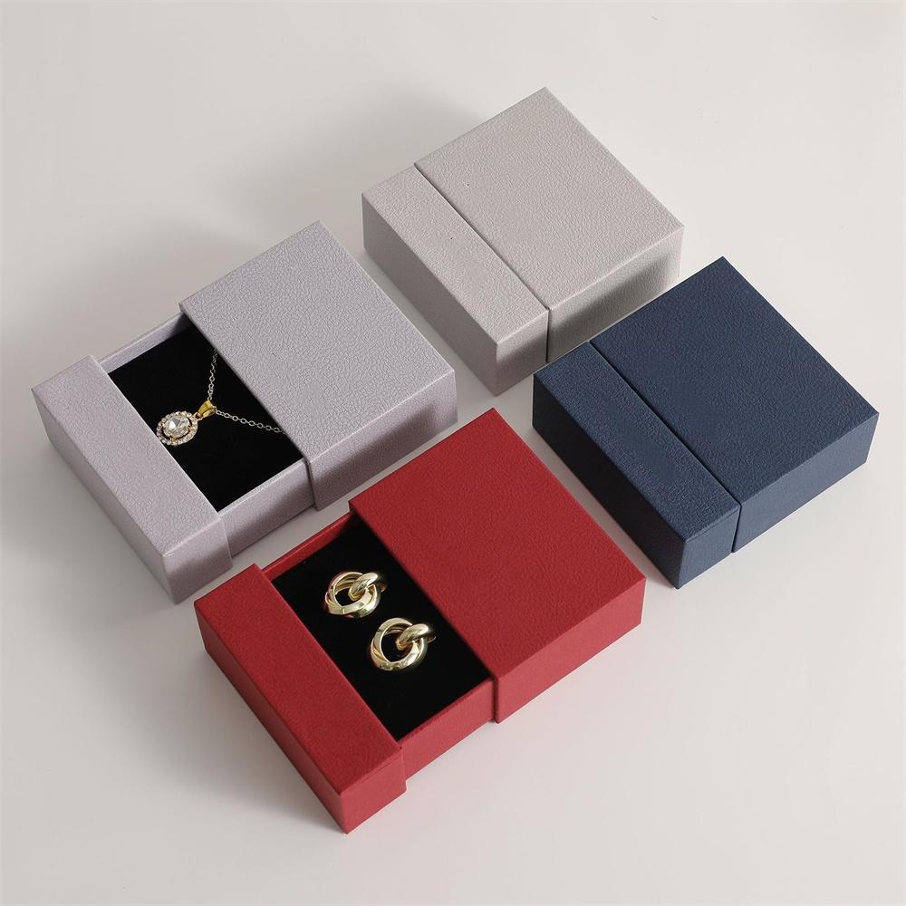 Thick Paper Drawer Jewelry Packaging Box With Sponge Inside Ring Necklace Bracelets Earring Storage Letter Pattern Gift Case