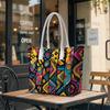 Colorful Geometric Printed Tote Bag Casual Large Capacity Daily Shoulder Bag For Women Outdoor Shopping Travel Commute Handbag