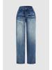 2026 Spring Women's High-Waisted Retro Wide-Leg Jeans - Washed, Faded, Loose, Straight, Floor-Length