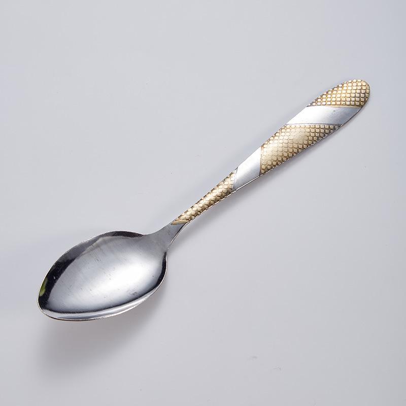 Stainless Steel Feather Pattern Spoon & Fork Set for Western Food