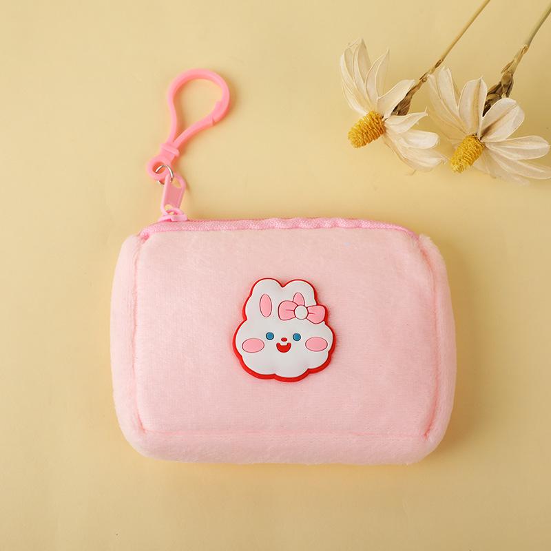 Niedliche Geldbörse aus Plüsch mit Cartoon-Motiv – Schlüssel- und Ohrhörertasche für Kinder mit Reißverschluss