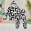 Girls Geometric Printed Hooded Long Sleeve Kangaroo Pocket Cuffed Pants Two Piece Set