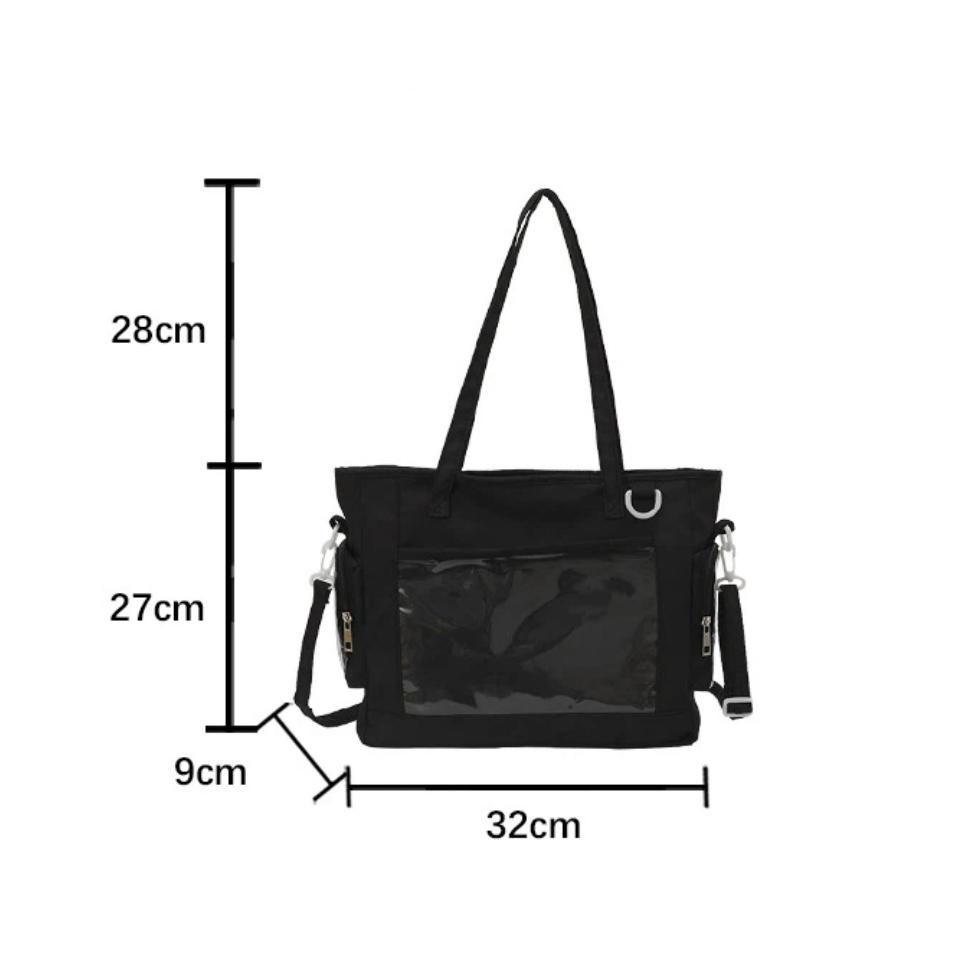 Japanese Sweet and Cute Dolls Bag Ulzzang Ita Bag Large Capacity Transparent Shoulder Bag Crossbody Tote Bag for Women
