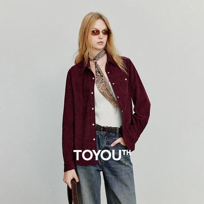 Chuyu Women's 2025 Autumn French Retro Corduroy Long Sleeve Shirt