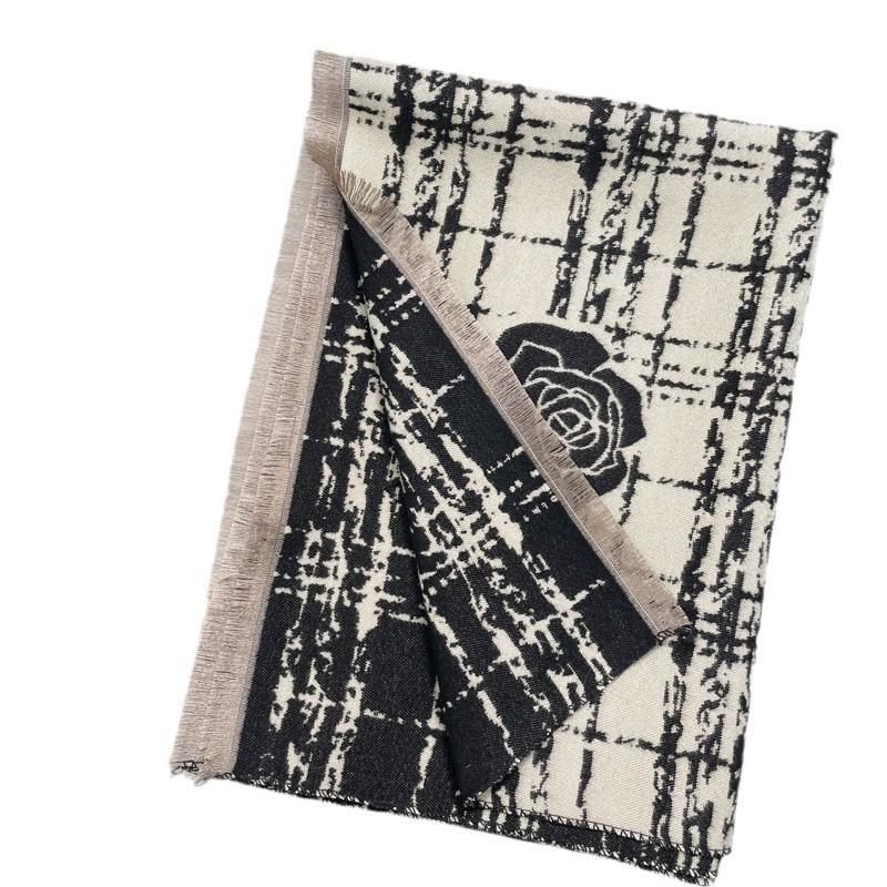Autumn and winter imitation cashmere camellia scarf temperament versatile thickened warm outer shawl fashion scarf