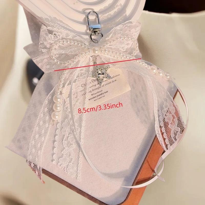 Lace bow Keychain Hollow Red Ribbon Cherry Y2k Fashion Design Charm Delicate Backpack Key Chain Valentine's Day Gift Accessories