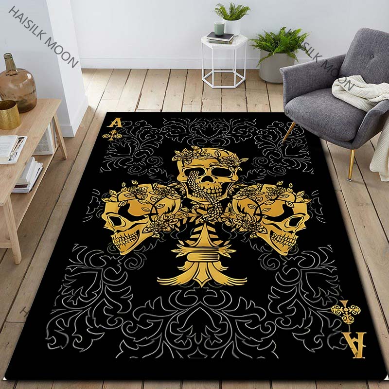 6 Styles Black Playing Card Ace of Spades Pattern Carpet for Living Room Bedroom Sofa Home Decor Non-slip Floor Mat Luxury Gift