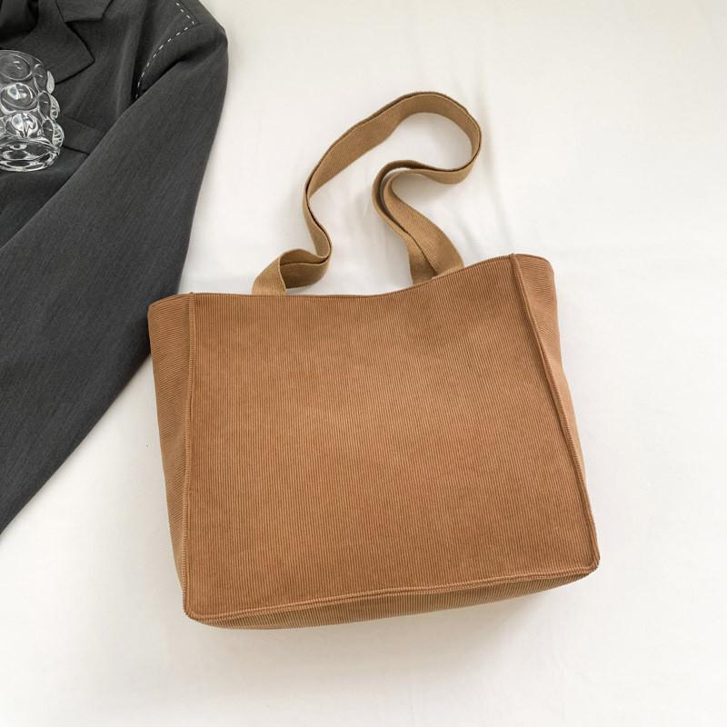 Large Capacity Casual Tote Bag For Women In Black Beige Green Brown Retro Style