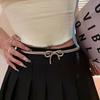 Ins Metal Bow Knot Belt Elastic Force Adjustable Women Y2K Vintage Belt Skirt Pants Accessories Summer Girl Metal Waist Chain