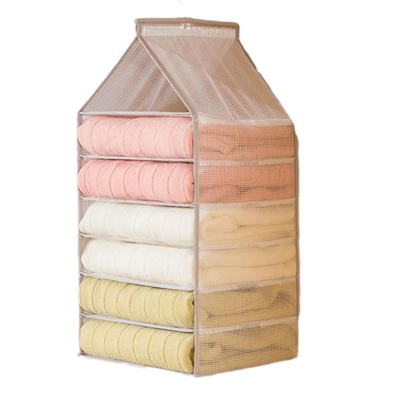 

6-Shelf Hanging Wardrobe Organizer for Clothes PVC Hanging Storage Organizer C