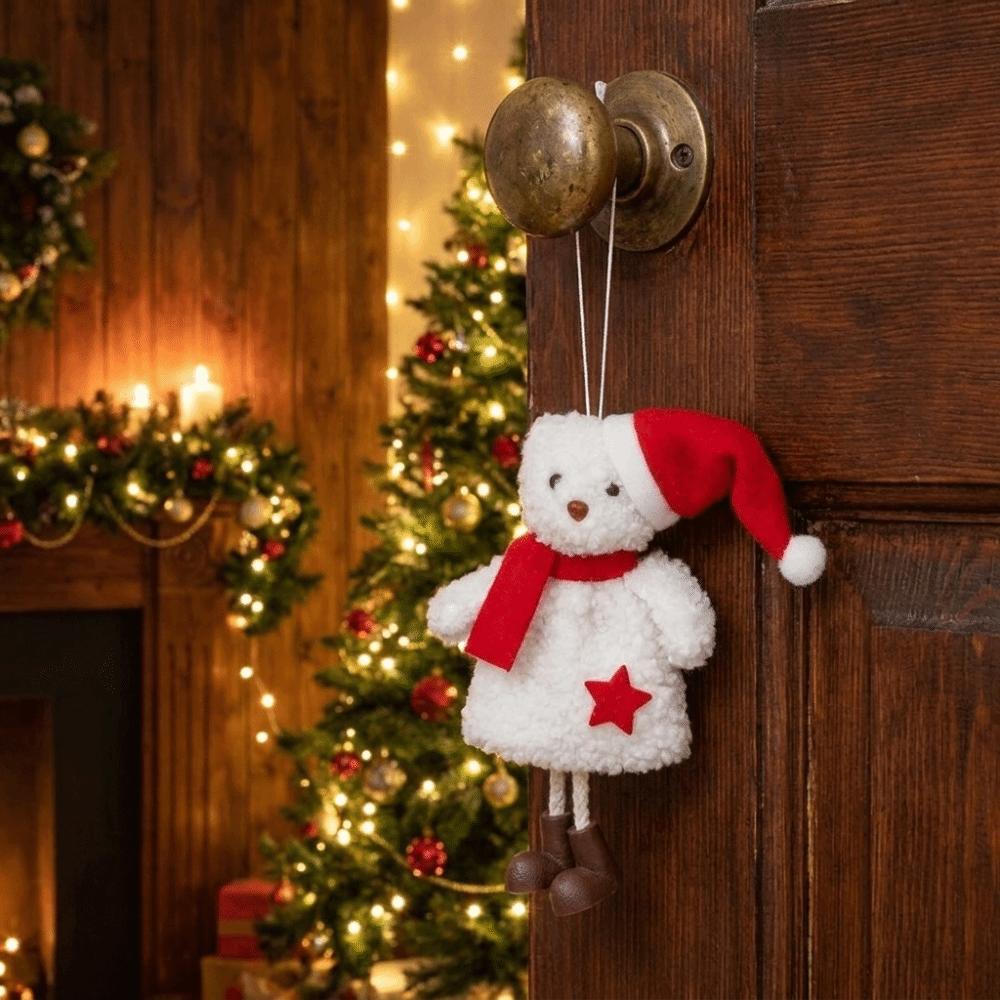 Creative Cartoon Christmas Bear Pendant DIY Soft Plush Bear Decoration Exquisite Bear Door Hanging Holiday Decor