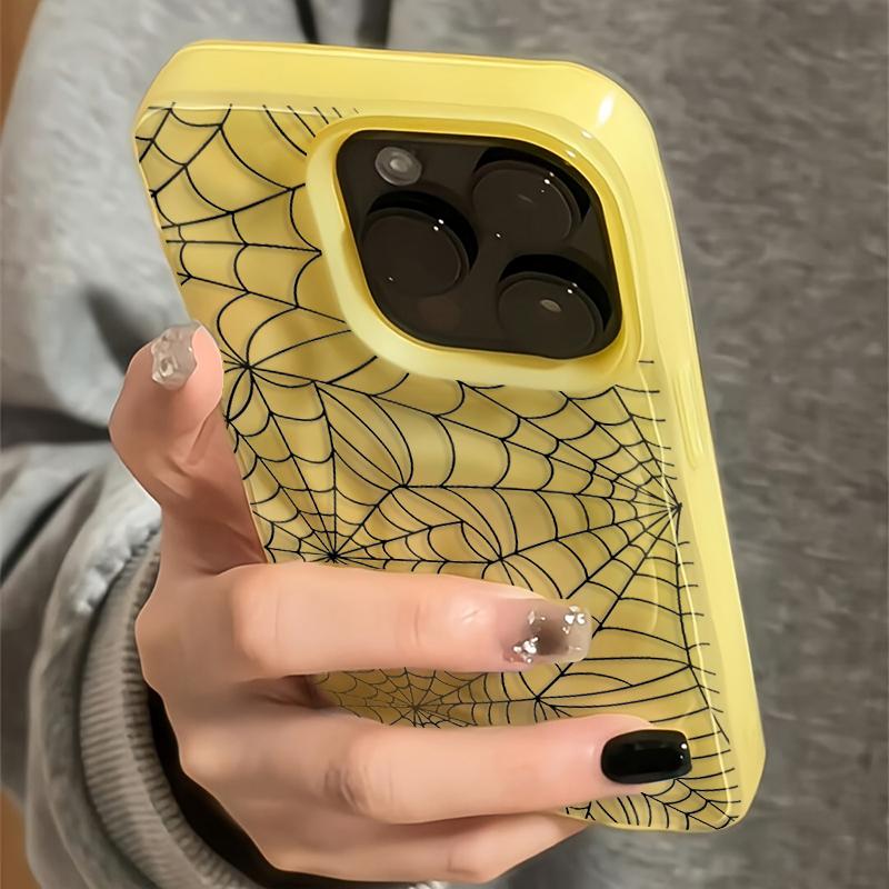 Black Spider Web Silicone Case For iPhone 13 16 15 14 12 Pro Cover for iPhone 15 16 Plus 13 11 12 14 15 16 17 Air Pro Max Cases