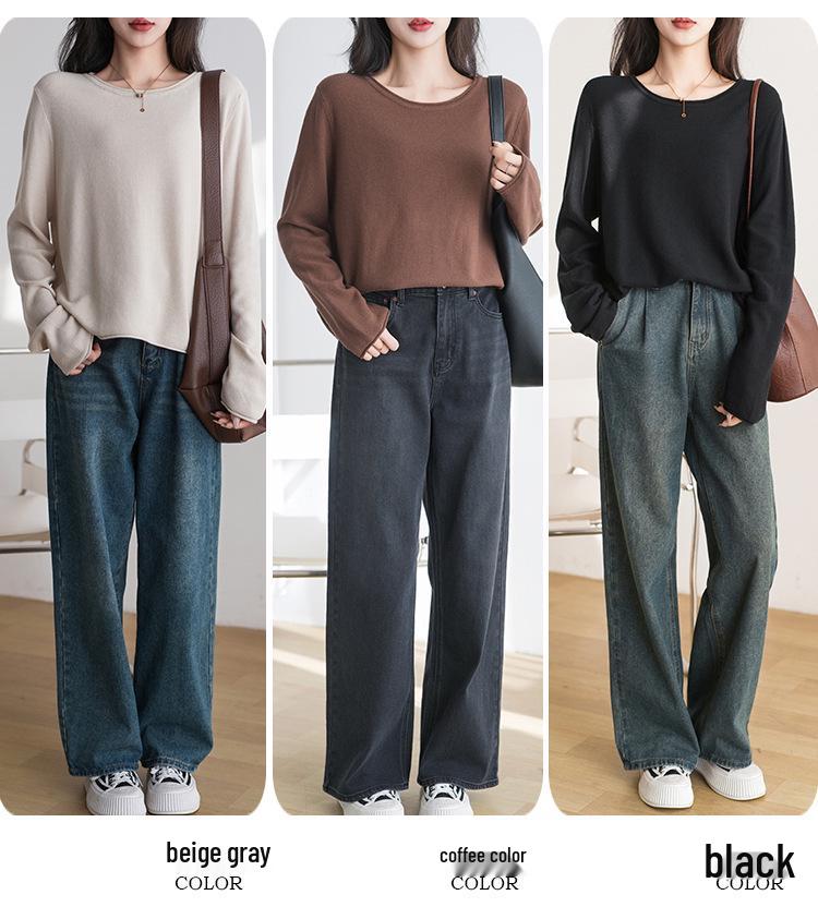 100% Reine Baumwolle Damen Strickpullover - Zart, Hautfreundlich, Lockere Passform, Übergröße, Frühling/Herbst Stil