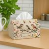 1pc, 2D Flat Printing, Retro Plant Birds And Flower Branches Printed Tissue Box, Suitable for Bathrooms, Living Rooms, Bedrooms, Dressing Tables, Coff