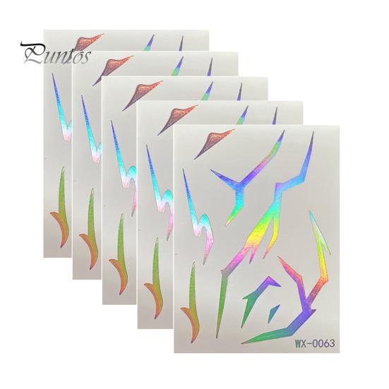 Event Makeup Tattoos 5 Sheets Holographic Lightning Tattoos, Waterproof Flash Temporary Safe Face Stickers, Full Color Body Art for Festival