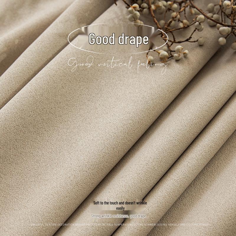 Cortinas de Chenille Nórdicas Francesas de Alta Qualidade para Chá com Leite: Proteção Solar Ultra e Isolamento para Sala de Estar/Sombreamento para Janelas de Sacada de Quarto Japonês