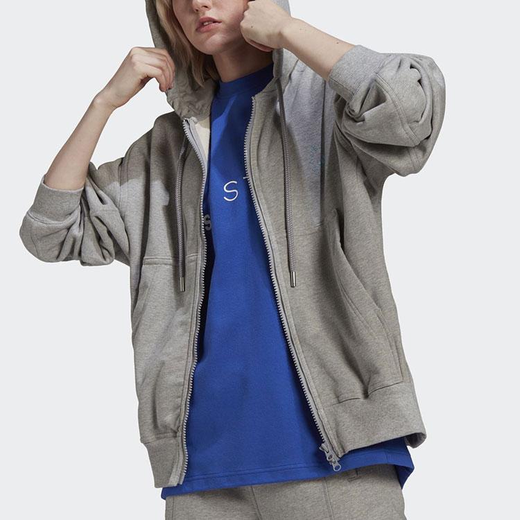 Adidas X Stella McCartney Hooded Zip-Up Long Sleeve Sweatshirt Jacket Women Outerwear Medium-Hemp-Grey HA8966
