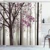 Autumn Shower Curtain,Fall Season Theme Forest Tree Leaves On An Abstract Woodland Background Bathroom Curtains With Hooks