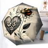 1pc Bee Heart Automatic Open/close Umbrella, 8-Rib Sturdy Structure, Portable Travel Umbrella, Parties, Everyday Usel055