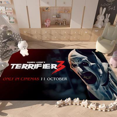 T-Terrifier 3 Horror Clown Movie Bath Mat Kids Room Bedroom Decoration Balcony Anti-Slip Doormat Living Room Alfombra