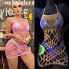 European and American Fluorescent Powder Night Light Flirting Suspender Fun Net Clothes Can Be Torn Sexy Hollow Out and Glowing