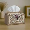 1pc Offers Two Size Options for a Luxurious Baroque Rococo Floral Tissue Box with an Ornamental Frame In Beige. This Durable Napkin Organizer Is Perfe