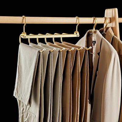6 In 1 Magic Pants Hanger,Multi-function Storage Holder for Home Travel,Multi Layer Aluminium Pants Rack with 360 Rotatable Hook