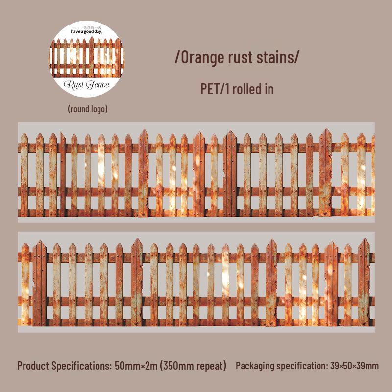 Beautiful Day Vintage Rusty Fence PET Tape - Repeating Journal Sticker