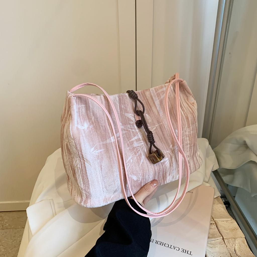 New Chinese Style National Style Large-Capacity Bag Women'S Autumn Temperament Shoulder Bucket Bag Class Commuter Tote Bag